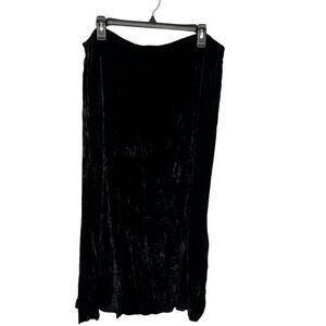 J. Jill Women's Black Velour Velvet Long Skirt Size L Side Zip Casual Solid